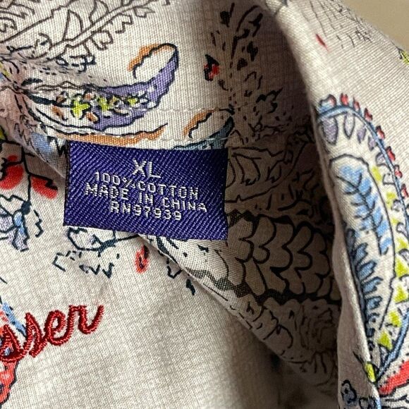 ALAN FLUSSER WEARABLE ART LONG SLEEVE Cotton PAISLEY SHIRT SIZE XL - Picture 10 of 11